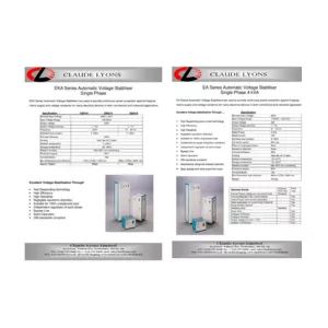 Automatic voltage stabiliser archive spec sheet